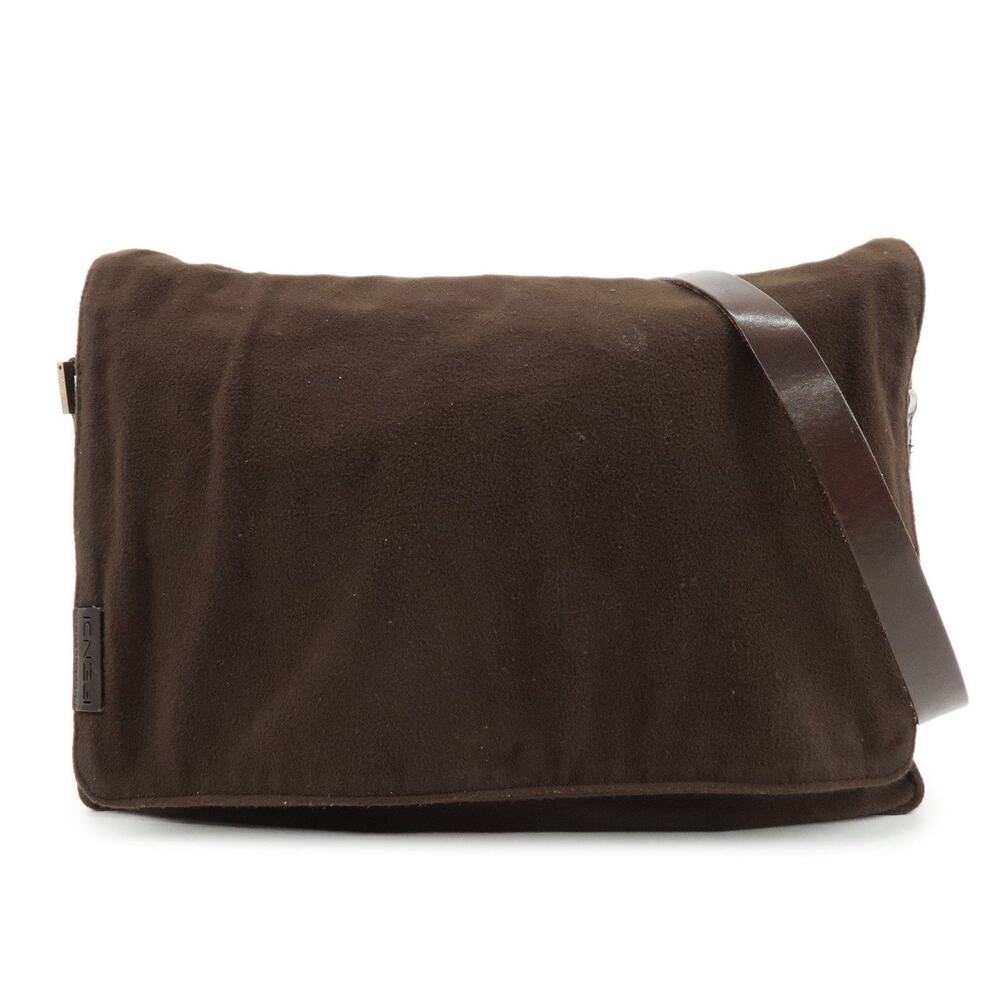 Fendi Wool Leather Shoulder Bag Brown